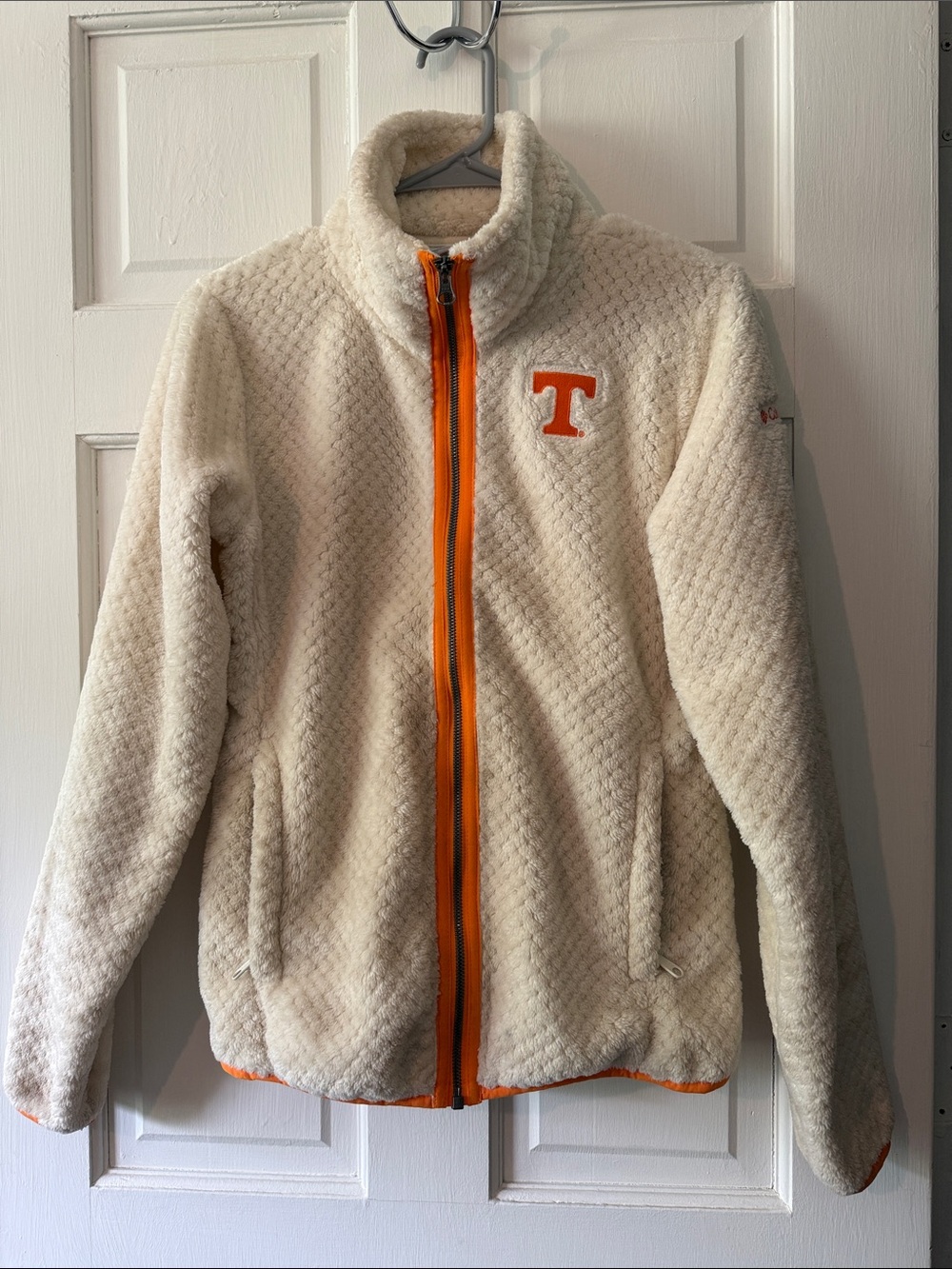 Columbia Cream Fleece Jacket with Orange Trim - Women's